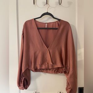 Free People crepe long sleeve mauve top